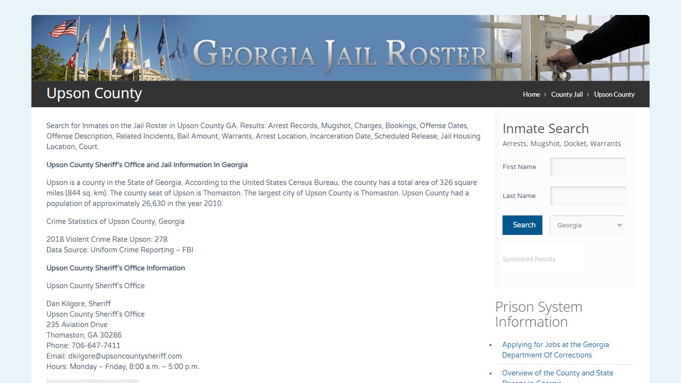 Upson County | Georgia Jail Inmate Search